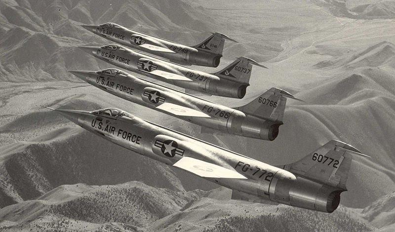 A formation of F-104A Starfighters, the last A models to be built (US Air Force)